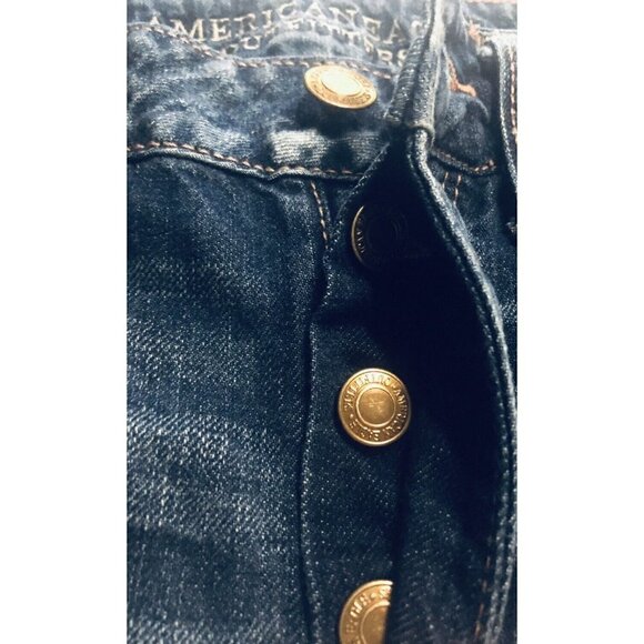 American Eagle Womens Size 00 Tomgirl Destroyed Distressed Button Fly Jeans - Picture 4 of 7